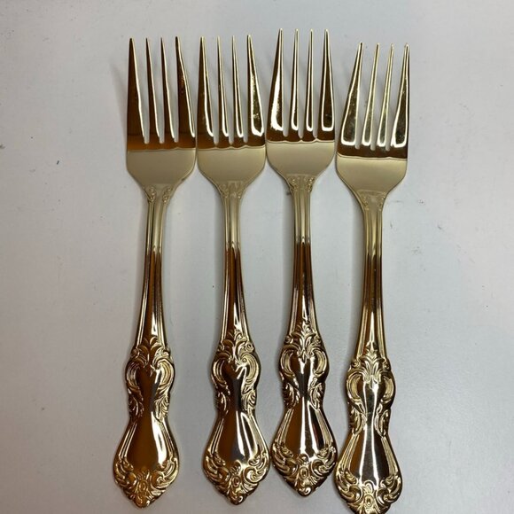 4 Reed & Barton Gold Plated Duchess of Marlborough Stainless Salad Forks… - Picture 1 of 9